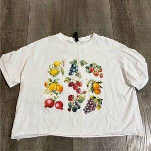 🍒White T-Shirt with Colorful Fruit Print🍒